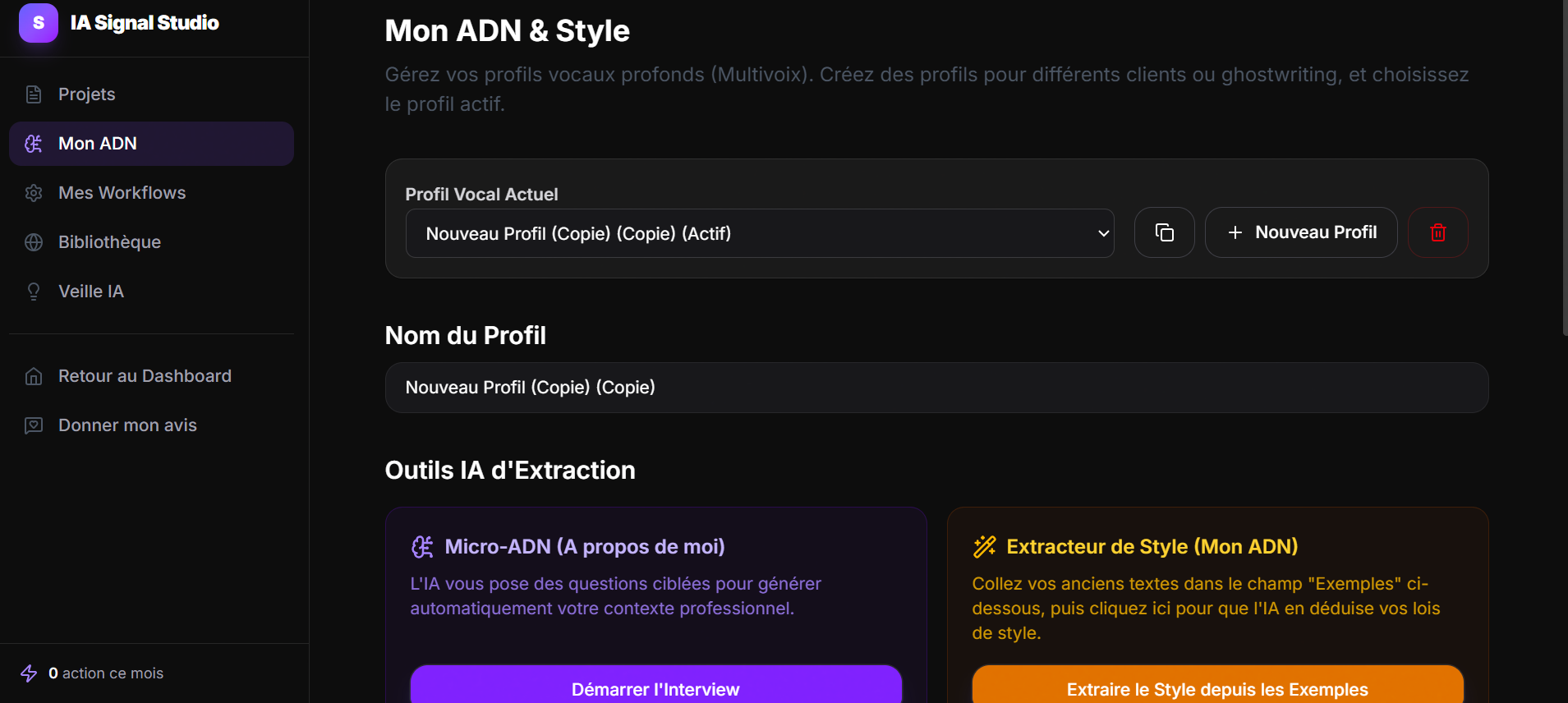 Écran Mon ADN (multivoix)